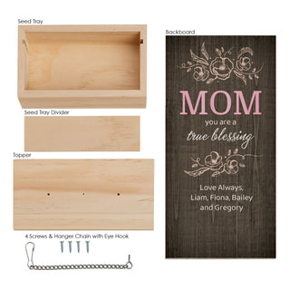 Mom True Blessing Hanging Wood Bird Feeder