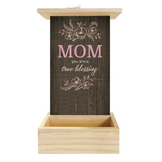 Mom True Blessing Hanging Wood Bird Feeder