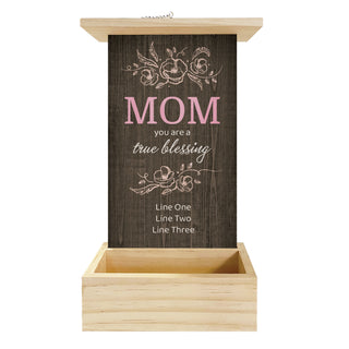 Mom True Blessing Hanging Wood Bird Feeder