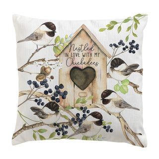 Nestled In Love With My Chickadees 17" Throw Pillow