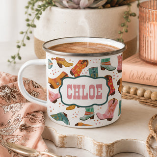 Cowgirl Boots Pattern Camp Mug