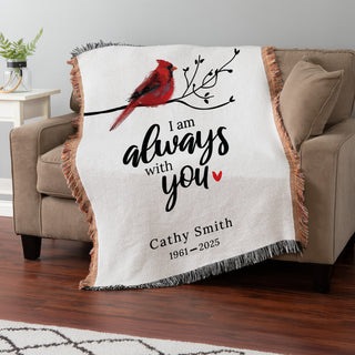 Always With You Cardinal Memorial Fringe Throw Blanket