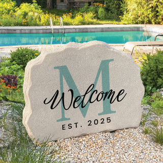 Welcome Family Initial Standing Garden Stone