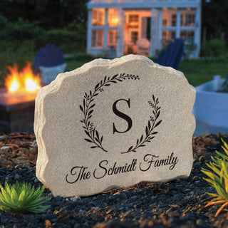 Initial Wreath Standing Garden Stone