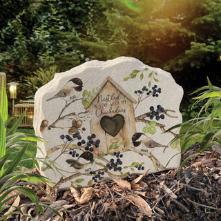 Nestled In Love With My Chickadees Standing Garden Stone