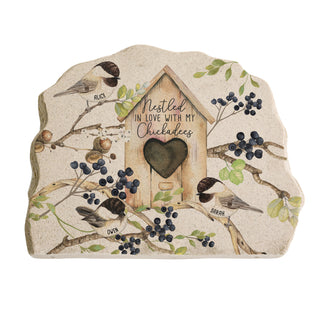 Nestled In Love With My Chickadees Standing Garden Stone
