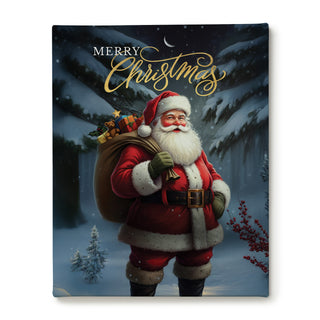 Merry Christmas Santa with Bag of Toys 11x14 Canvas
