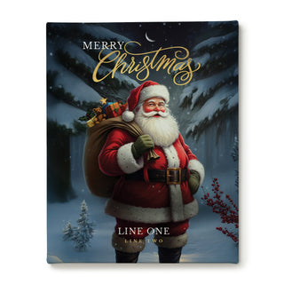 Merry Christmas Santa with Bag of Toys 11x14 Canvas