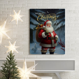 Merry Christmas Santa with Bag of Toys 11x14 Canvas
