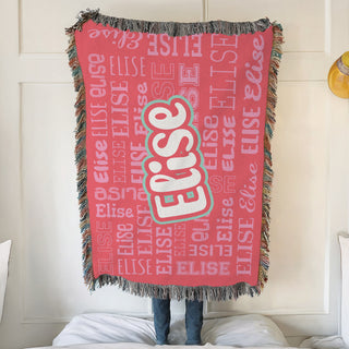 Script Name Pattern Fringe Blanket