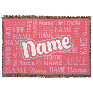 Script Name Pattern Fringe Blanket