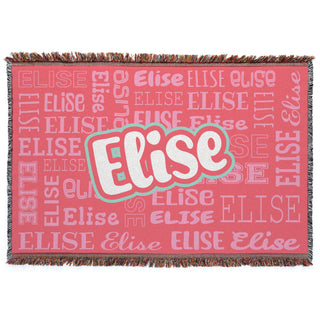 Script Name Pattern Fringe Blanket
