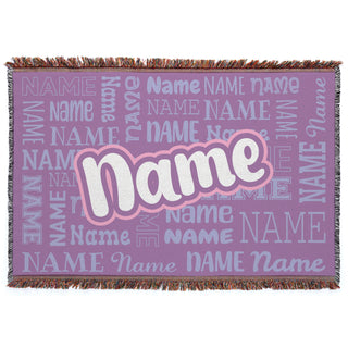 Script Name Pattern Fringe Blanket