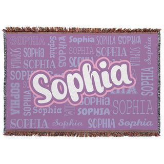 Script Name Pattern Fringe Blanket