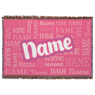 Script Name Pattern Fringe Blanket