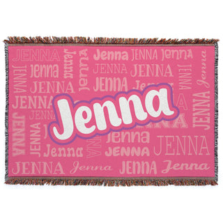 Script Name Pattern Fringe Blanket