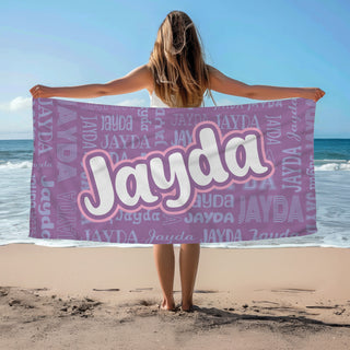 Script Name Pattern Beach Towel