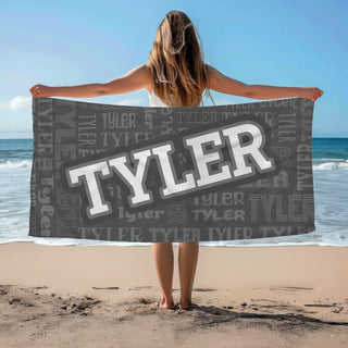Block Name Pattern Beach Towel
