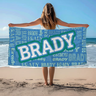 Block Name Pattern Beach Towel