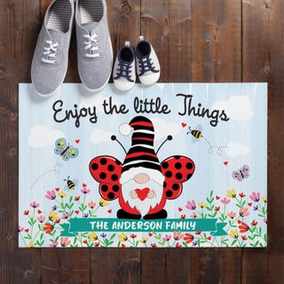 Enjoy the Little Things Lady Bug Gnome Doormat 18x27 Inch, 1/4" Thick