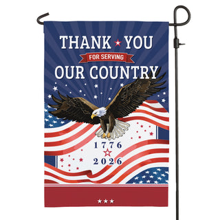 Thank You for Serving Our Country Family Name Garden Flag