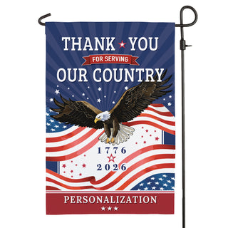 Thank You for Serving Our Country Family Name Garden Flag
