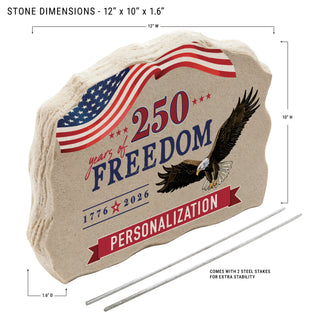 250 Years of Freedom with Family Name Standing Garden Stone