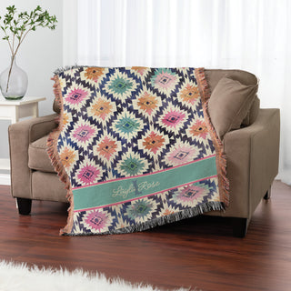 Southwest Diamond Pattern Fringe Throw Blanket