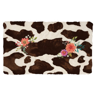 Floral Cow Hide Pattern Fuzzy Throw Blanket
