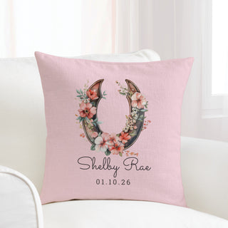 Floral Horseshoe 14x14 Throw Pillow