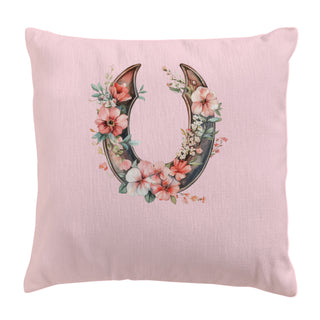 Floral Horseshoe 14x14 Throw Pillow