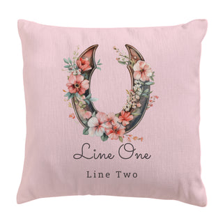 Floral Horseshoe 14x14 Throw Pillow