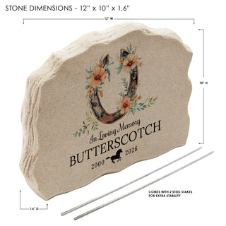 Floral Horseshoe Memorial Standing Garden Stone