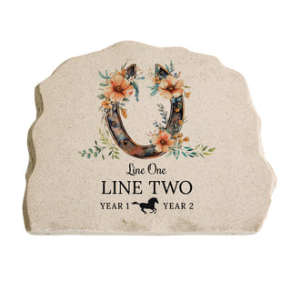 Floral Horseshoe Memorial Standing Garden Stone