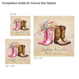 Cowboy Boots Couple Watercolor Gallery Wrapped Canvas 10x10