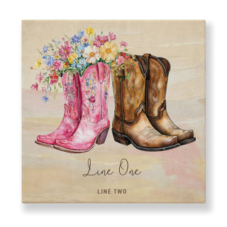 Cowboy Boots Couple Watercolor Gallery Wrapped Canvas 8x8