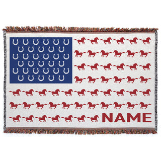 Let Freedom Rein Flag Horse Fringe Throw Blanket