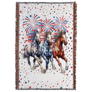 United We Ride Horse Fringe Throw Blanket
