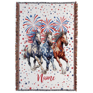 United We Ride Horse Fringe Throw Blanket