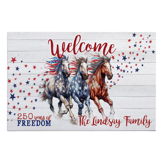 Freedom Blazing Horse Doormat - 18x27 Inch, 1/8" Thin