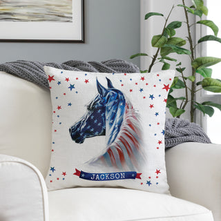 Liberty Mane Patriotic Horse 14" Throw Pillow