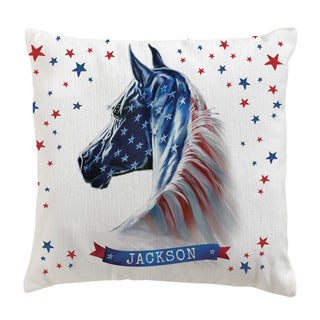 Liberty Mane Patriotic Horse 14" Throw Pillow