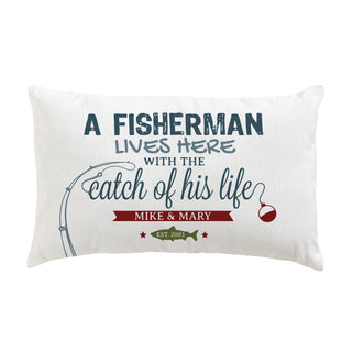 A Fisherman Lives Here Lumbar Pillow