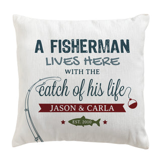 A Fisherman Lives Here 14" Throw Pillow