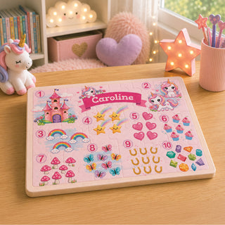 Personalized Unicorn Count 24 Piece Wood Puzzle