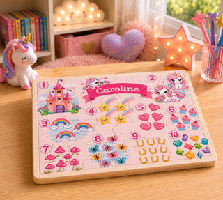 Personalized Unicorn Count 24 Piece Wood Puzzle