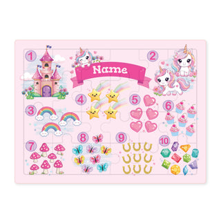 Personalized Unicorn Count 24 Piece Wood Puzzle