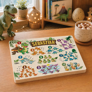Personalized Dinosaur Count 24 Piece Wood Puzzle