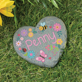 Personalized Butterfly & Bee Heart 4" Garden Stone