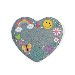 Personalized Rainbow Vibes Heart 4" Garden Stone